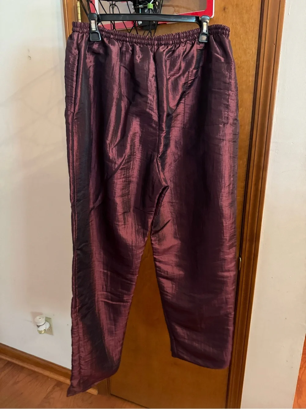 Source Unknown Maroon Track Jacket and Pants Set with Iridescent Camo Panels